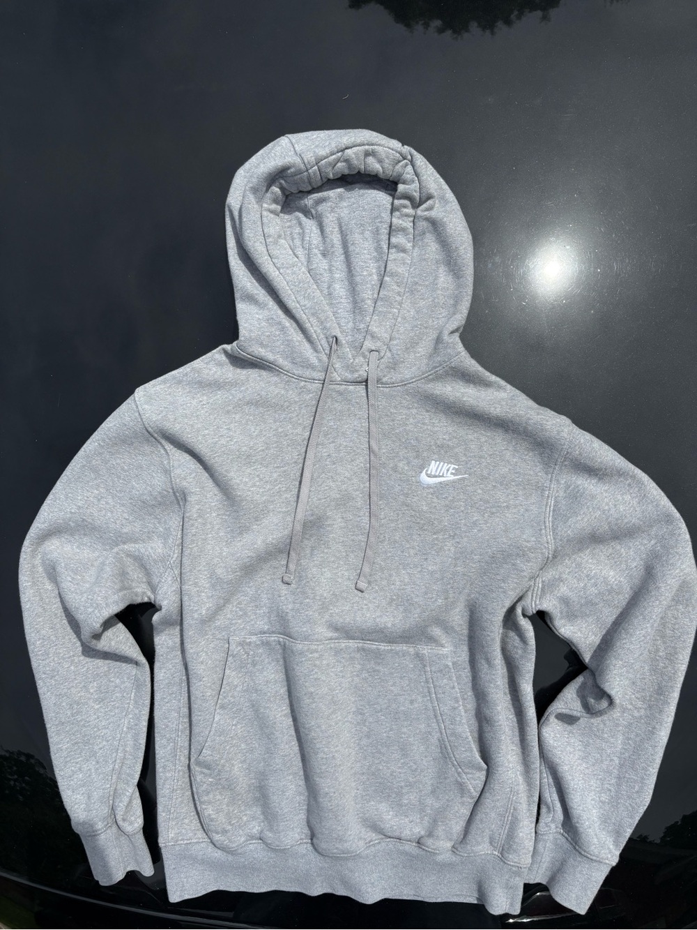 Nike Light Gray Pullover Hoodie with Small White Swoosh